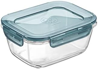 Gray rectangle glass container for food storage