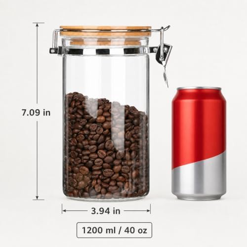 Glass coffee canister with airtight bamboo lid — photo 3
