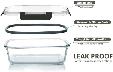 Gray 36 oz glass food storage containers 5 pack — photo 3