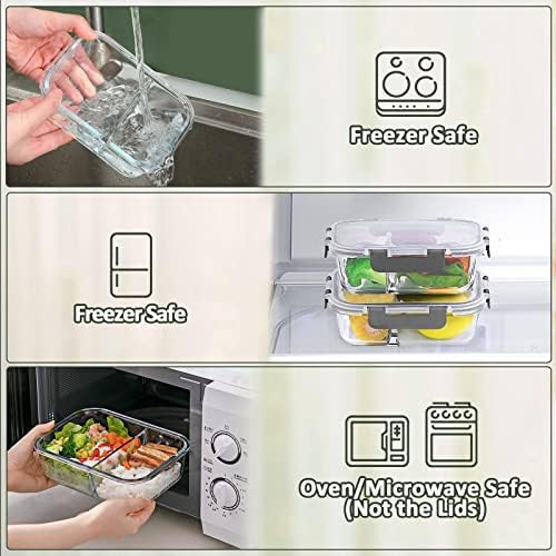 Five pack of two compartment glass lunch containers — photo 4