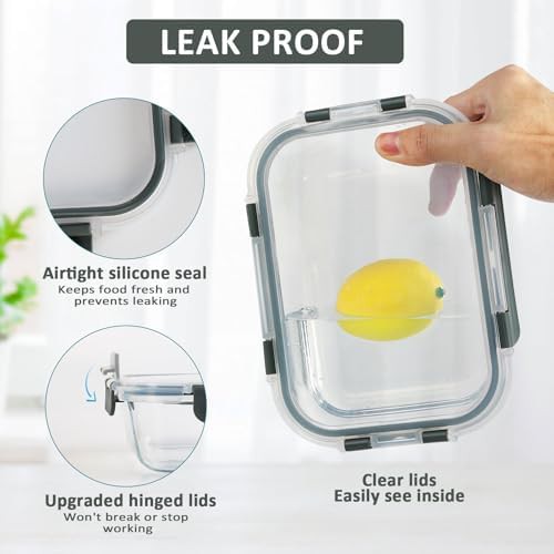 Gray 22 oz glass food storage containers 10 pack — photo 3