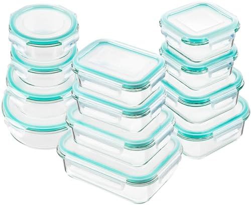Rectangular glass food storage with locking lids