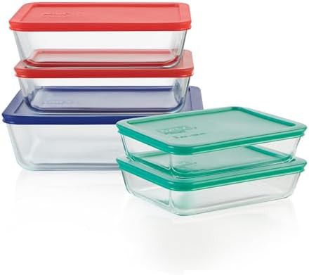 Five pack large rectangle glass containers