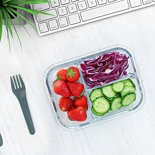 Five pack of three compartment glass meal prep containers — photo 5