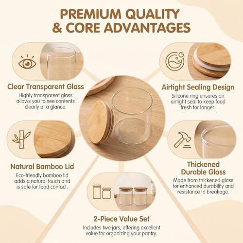 Small glass jars with airtight wood lids — photo 4
