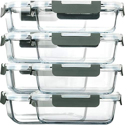 Gray 30 oz borosilicate glass containers 8 pack