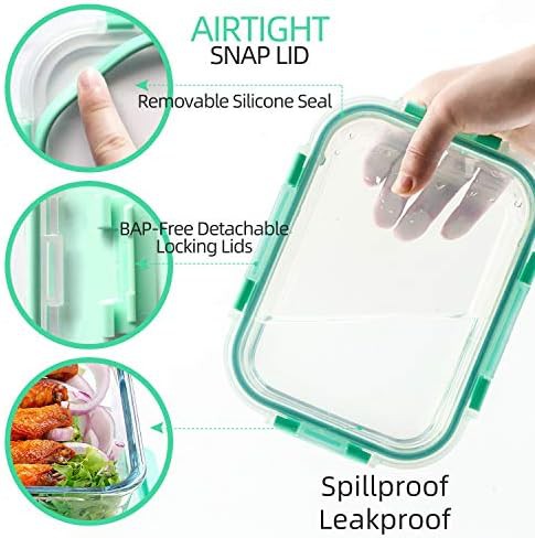 Ten pack of glass containers with five color lids — photo 3