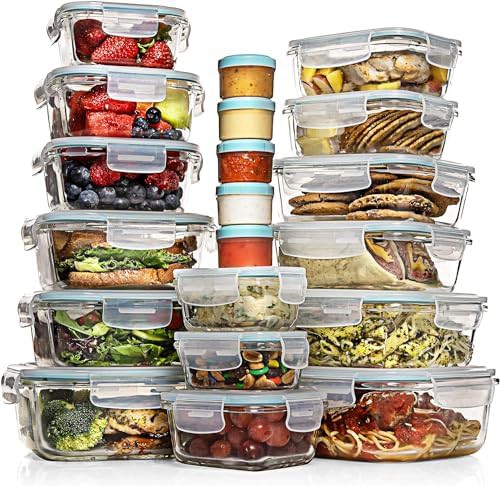 Multi size glass bento box thirty five piece set
