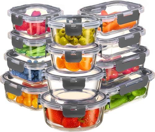Clear glass container with hinged locking lid