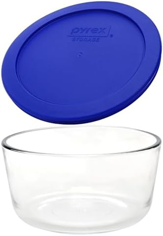 Four cup glass bowls with blue lids — photo 3