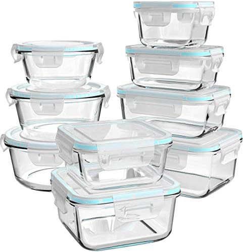 Nine pack of three shape glass bento boxes