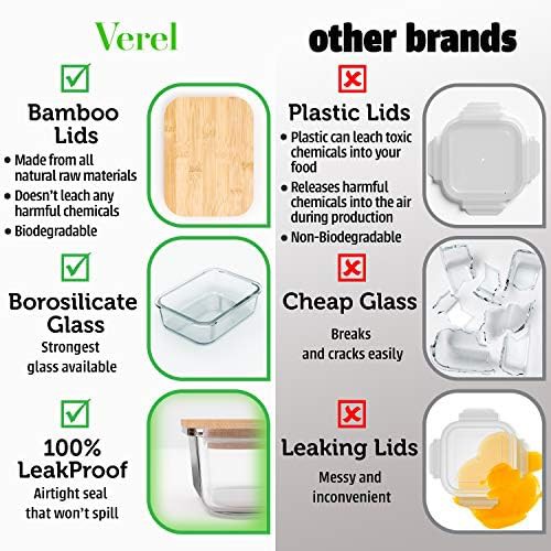 Glass meal prep containers with bamboo lids — photo 4