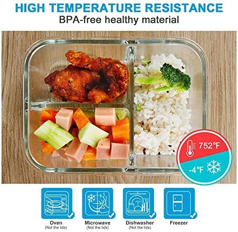 Three compartment glass bento box containers — photo 4