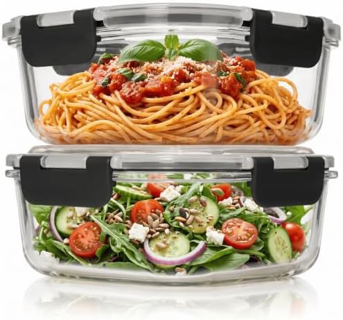 Two piece meal prep glass containers