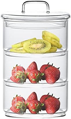 Three tier stackable glass storage jars