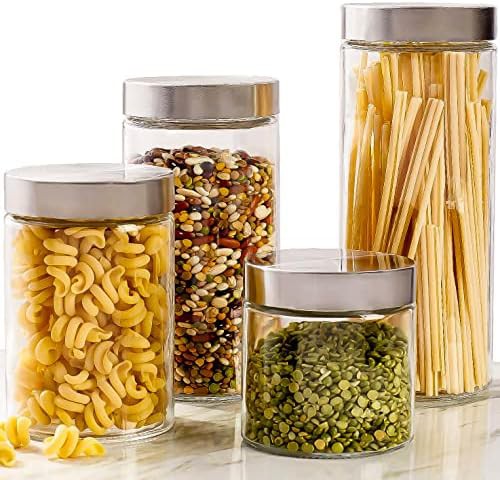 Four piece glass pantry canister set