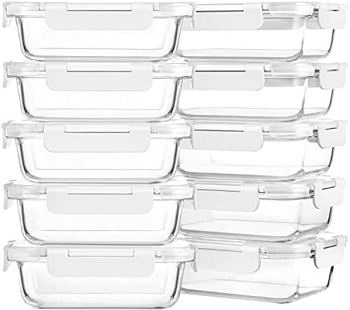 White 22 oz borosilicate glass containers 10 pack