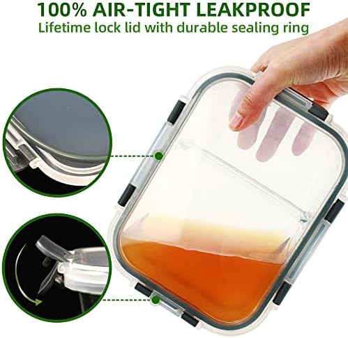 Two compartment glass meal prep containers five pack — photo 3