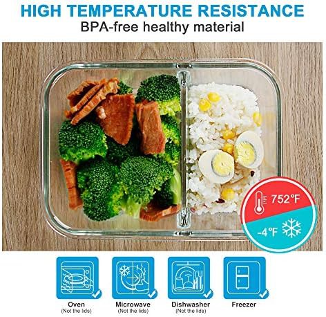Two compartment glass meal prep containers five pack — photo 4