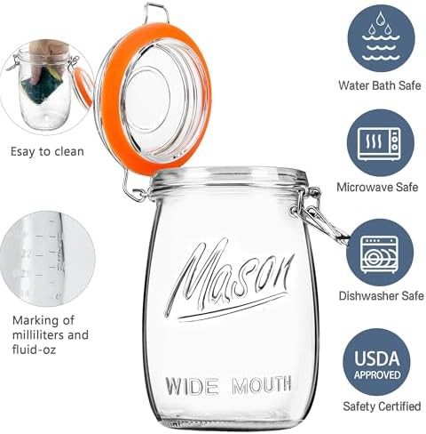 Four pack of airtight hinged lid glass jars — photo 3