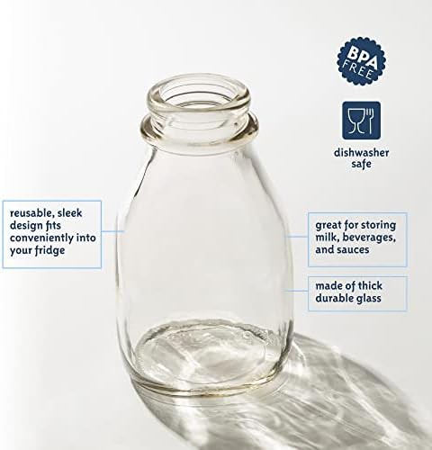 Short and wide glass milk bottles with pour spout — photo 3