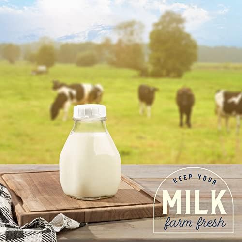 Short and wide glass milk bottles with pour spout — photo 4