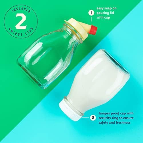 Short and wide glass milk bottles with pour spout — photo 5