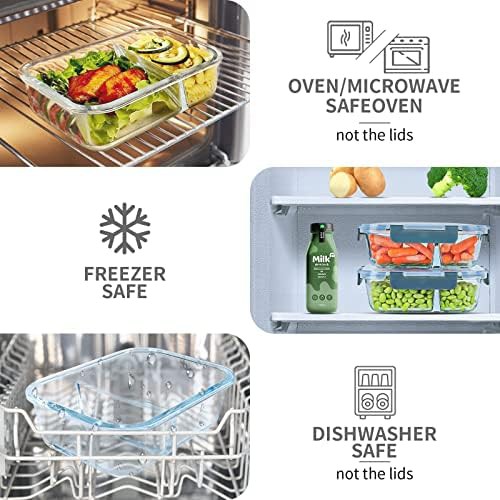 KOMUEE 10 pack 30oz divided glass containers large — photo 3