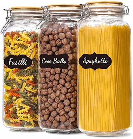 Tall square glass pantry jars three pack