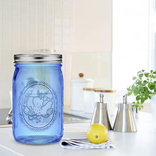 Blue wide mouth glass mason jars — photo 4