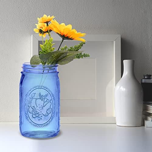 Blue wide mouth glass mason jars — photo 5