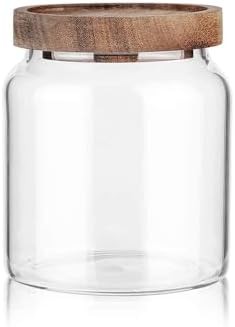 Small glass kitchen storage jar with lid