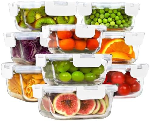 18 piece rectangle locking lid glass storage set