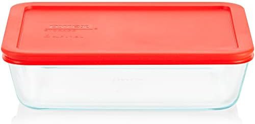 Six cup rectangle glass storage container