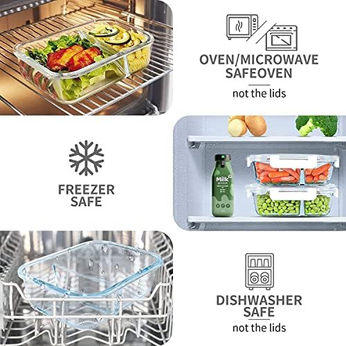 KOMUEE 10 pack 30oz divided glass containers white — photo 3