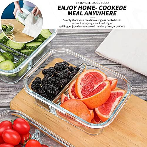 KOMUEE 10 pack 30oz divided glass containers white — photo 5
