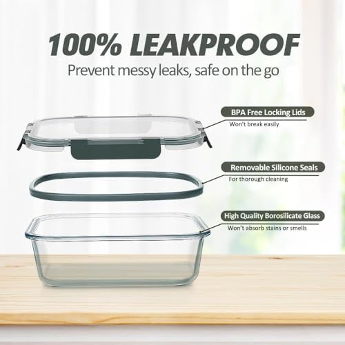 Verones twelve pack grey borosilicate glass containers — photo 3