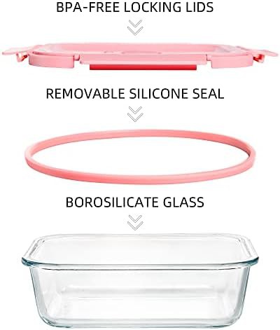 Pink glass meal prep jars with steam vents — photo 3