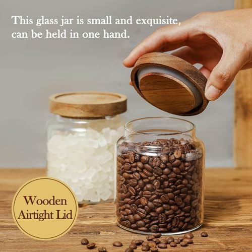 Large glass storage jar with wood lid — photo 3