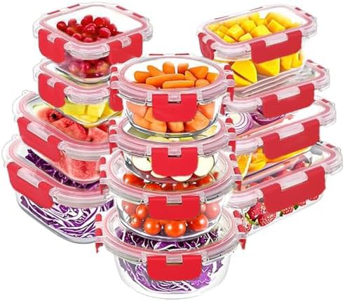 Verones twelve pack red borosilicate glass containers