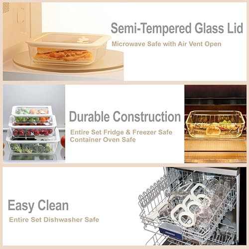 Square glass meal prep containers with vented lids — photo 4