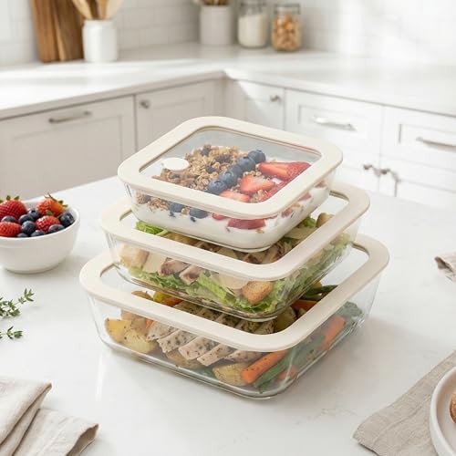Square glass meal prep containers with vented lids — photo 5