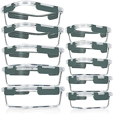 Verones ten pack grey small glass storage containers