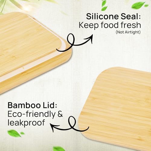 Glass meal prep containers with bamboo lids — photo 3