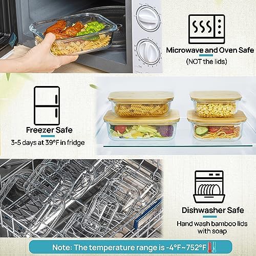 Glass meal prep containers with bamboo lids — photo 4