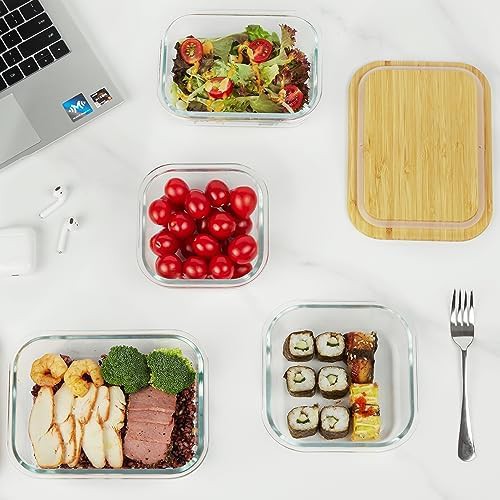 Glass meal prep containers with bamboo lids — photo 5