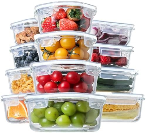 Round glass storage containers with white lids
