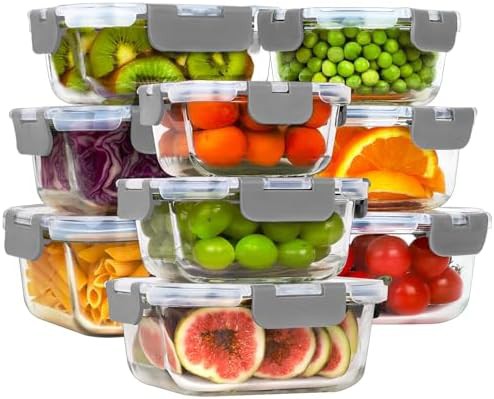18 piece small rectangle locking lid glass set