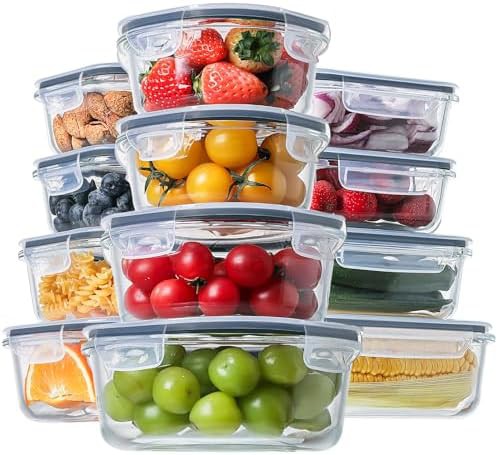 24 piece small rectangle glass food storage set