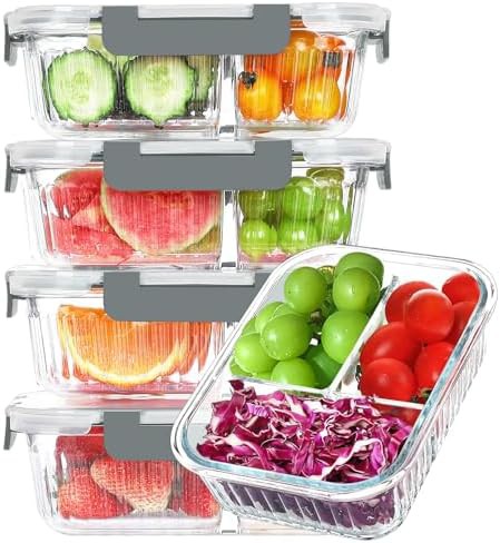 Komuee 3 compartment meal prep gray container